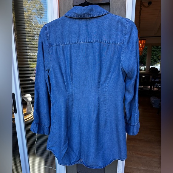 Soft Surroundings Women’s Asymmetrical Tencel Denim Blue Tunic Top Size XS - Picture 4 of 8